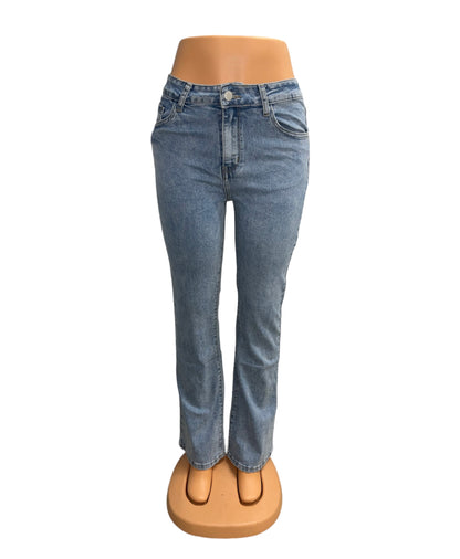 -LIGHT BLUE JEANS WITH FLARE AND STRETCH