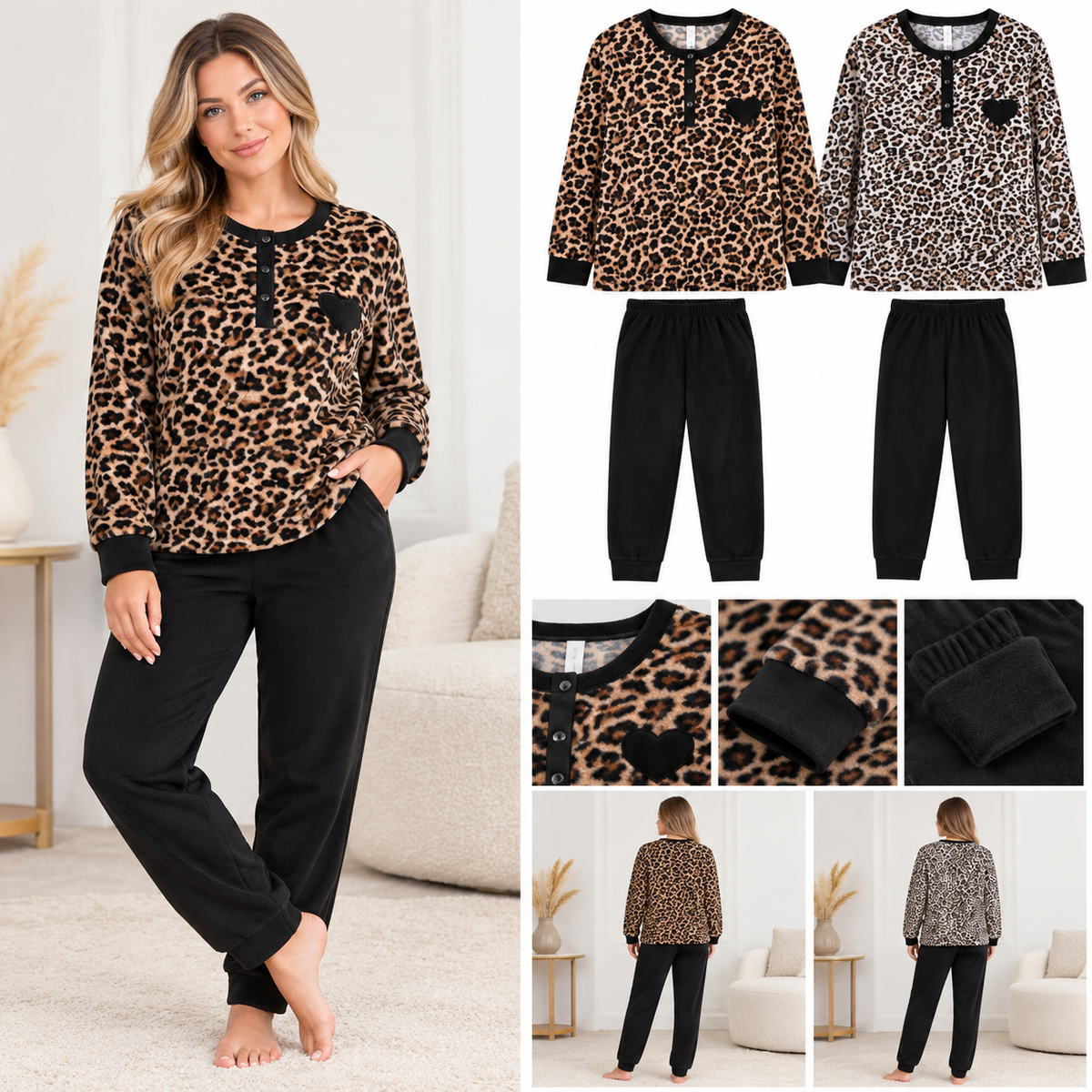PYJAMA PANTERPRINT/ZWART