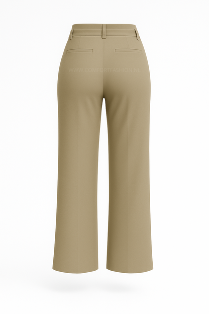 -COMFORTBROEK STRAIGHT LEG BEIGE MET RIEMPJE