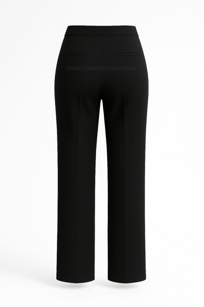 -COMFORTBROEK STRAIGHT LEG ZWART MET KETTING