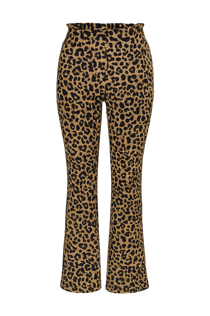 R227- COMFORTBROEK FLARED LUIPAARD PRINT