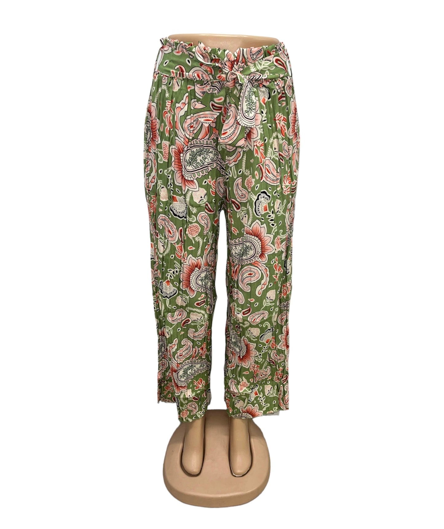 PANTALONES AIRY DE VERANO CON ESTAMPADO VERDE -ELLA