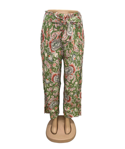 PANTALONES AIRY DE VERANO CON ESTAMPADO VERDE -ELLA