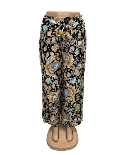 AIRY SUMMER PANTS WITH PRINT BLACK -ELLA