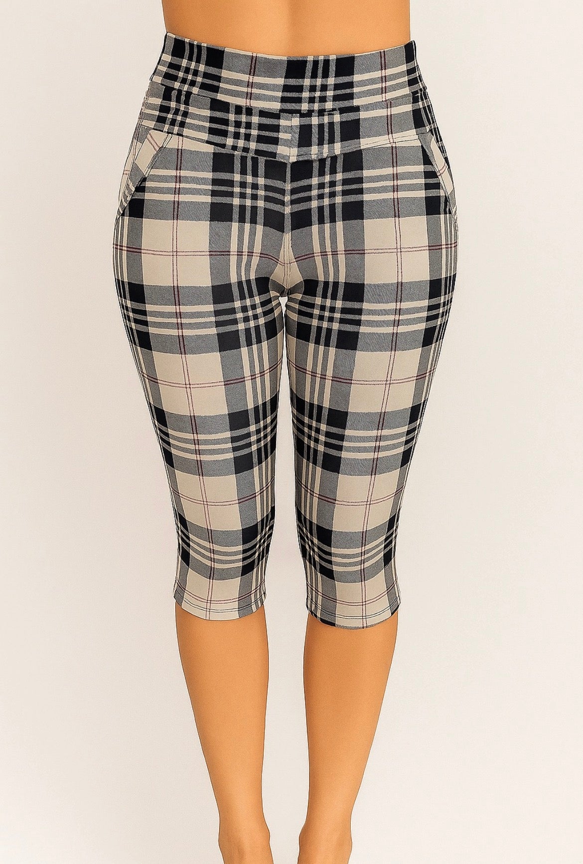 -PANTALÓN CONFORT CAPRI CUADROS BEIGE