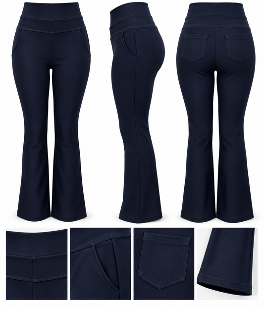 SALE-COMFORTBROEK DONKERBLAUW MET FLARED
