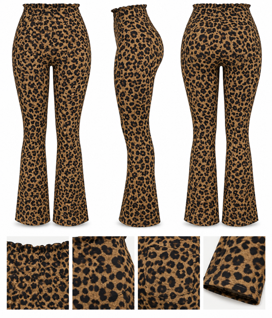 SALE- R227- COMFORTBROEK FLARED LUIPAARD PRINT