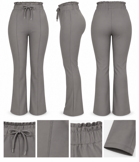 SALE- R272- COMFORTBROEK STRAIGHT LEG MET VETERS GRIJS