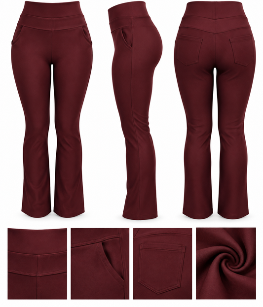 SALE -COMFORTBROEK FLARE BORDEAUXROOD