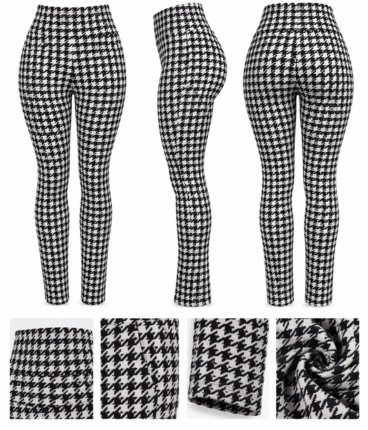 SALE -COMFORTBROEK ZWART WIT GEBLOKT