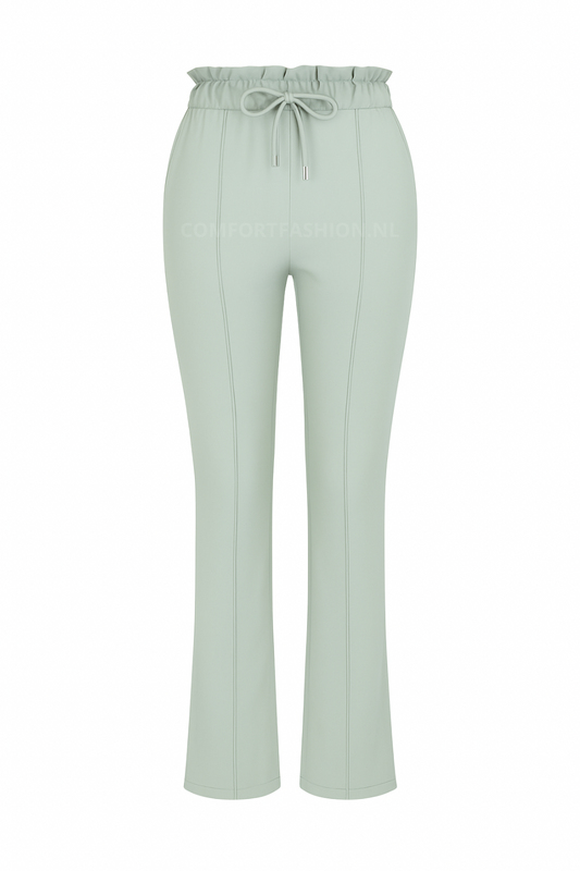 R272- COMFORTBROEK STRAIGHT LEG MET VETERS GROEN/GRIJS