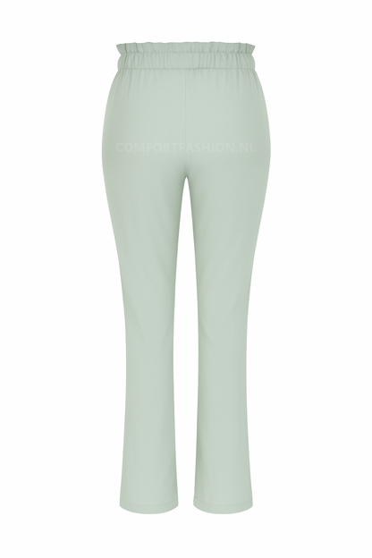 R272- COMFORTBROEK STRAIGHT LEG MET VETERS GROEN/GRIJS