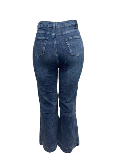 -FLARED JEANS DONKERBLAUW