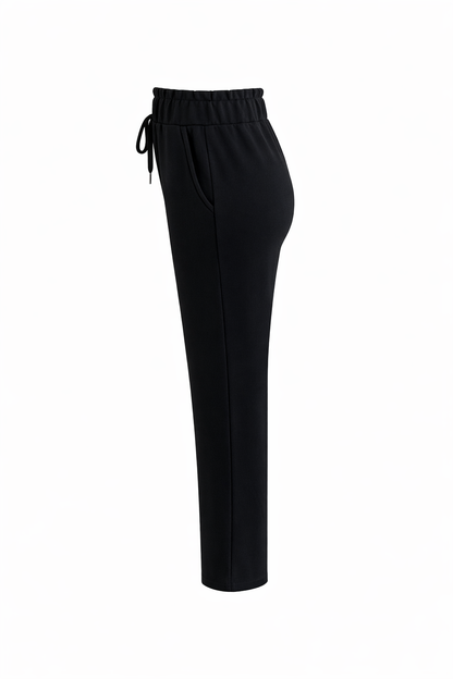 R602- COMFORTBROEK STRAIGHTLEG VETERS ZWART ZOMERSTOF