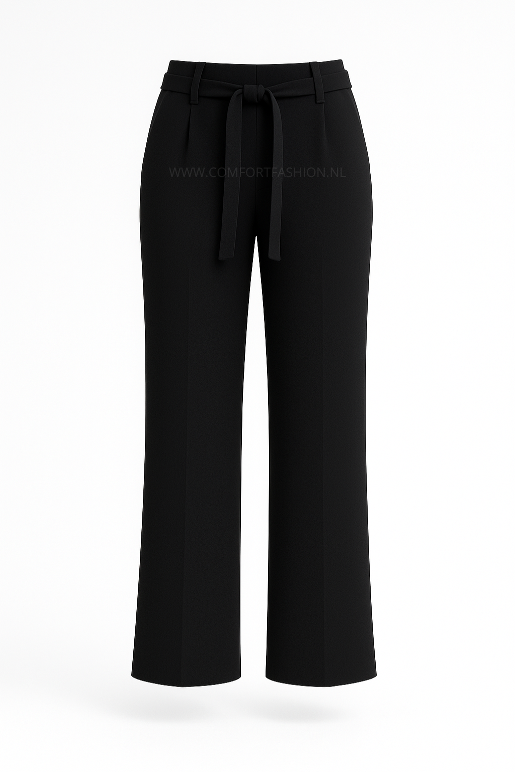 -COMFORTBROEK STRAIGHT LEG  ZWART MET RIEMPJE