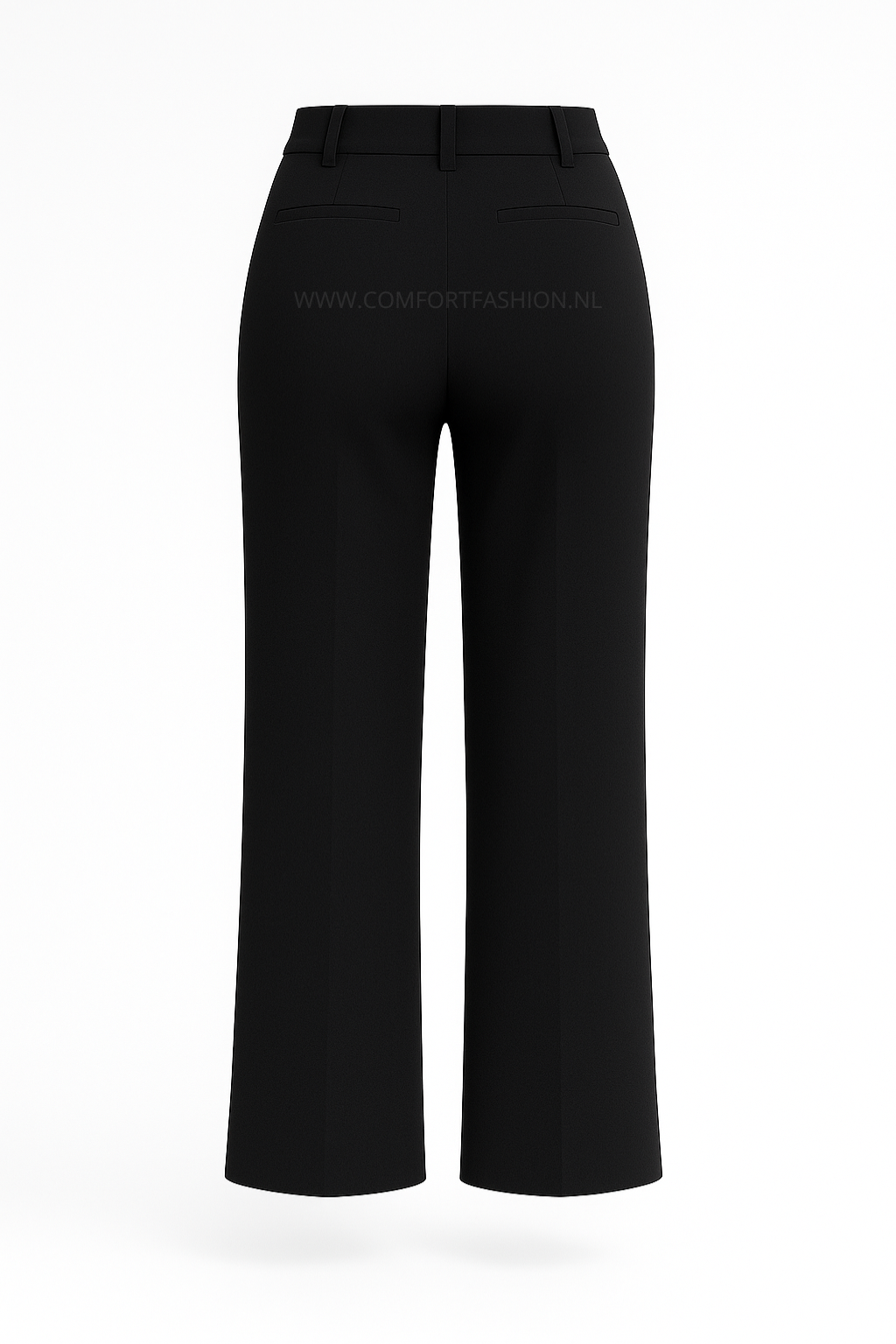 -COMFORTBROEK STRAIGHT LEG  ZWART MET RIEMPJE
