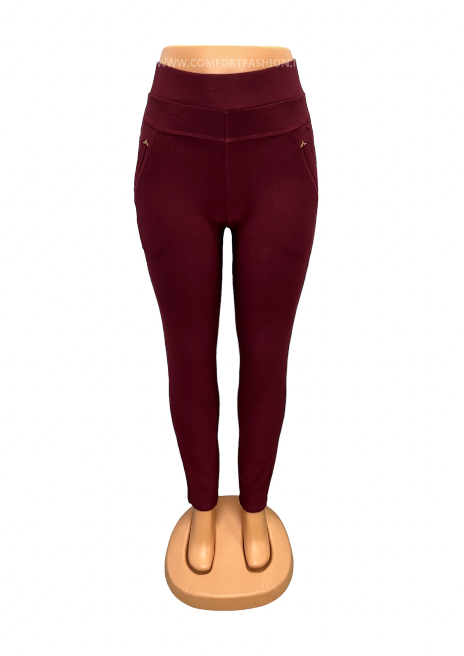 -PANTALÓN CONFORT ROJO BURDEOS