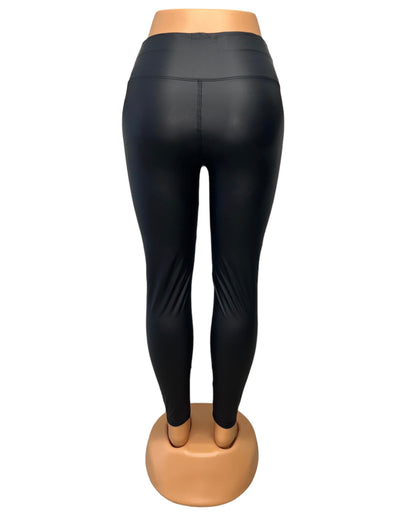 -LEATHER LEGGINGS BLACK