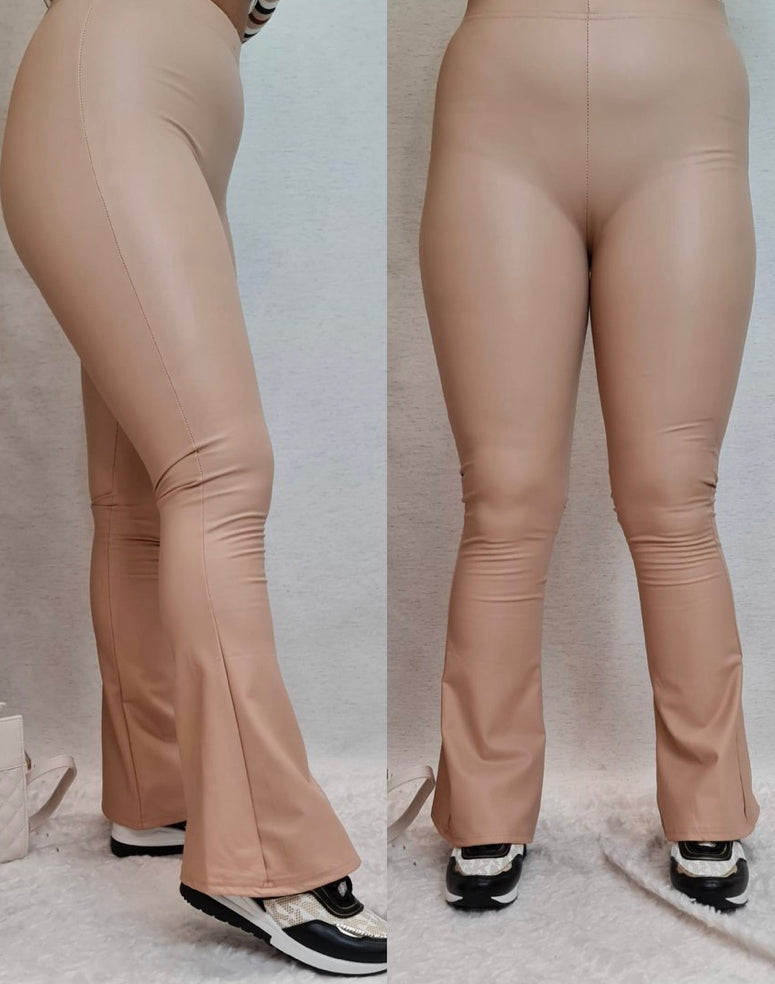 -LEREN LEGGING FLARED